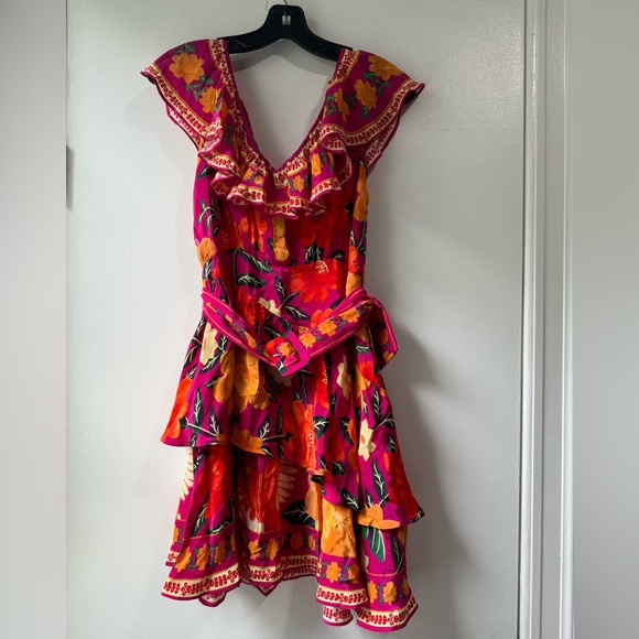 Farm Rio Pink Flowers Tapestry Mini Dress Size XS - Picture 4 of 15